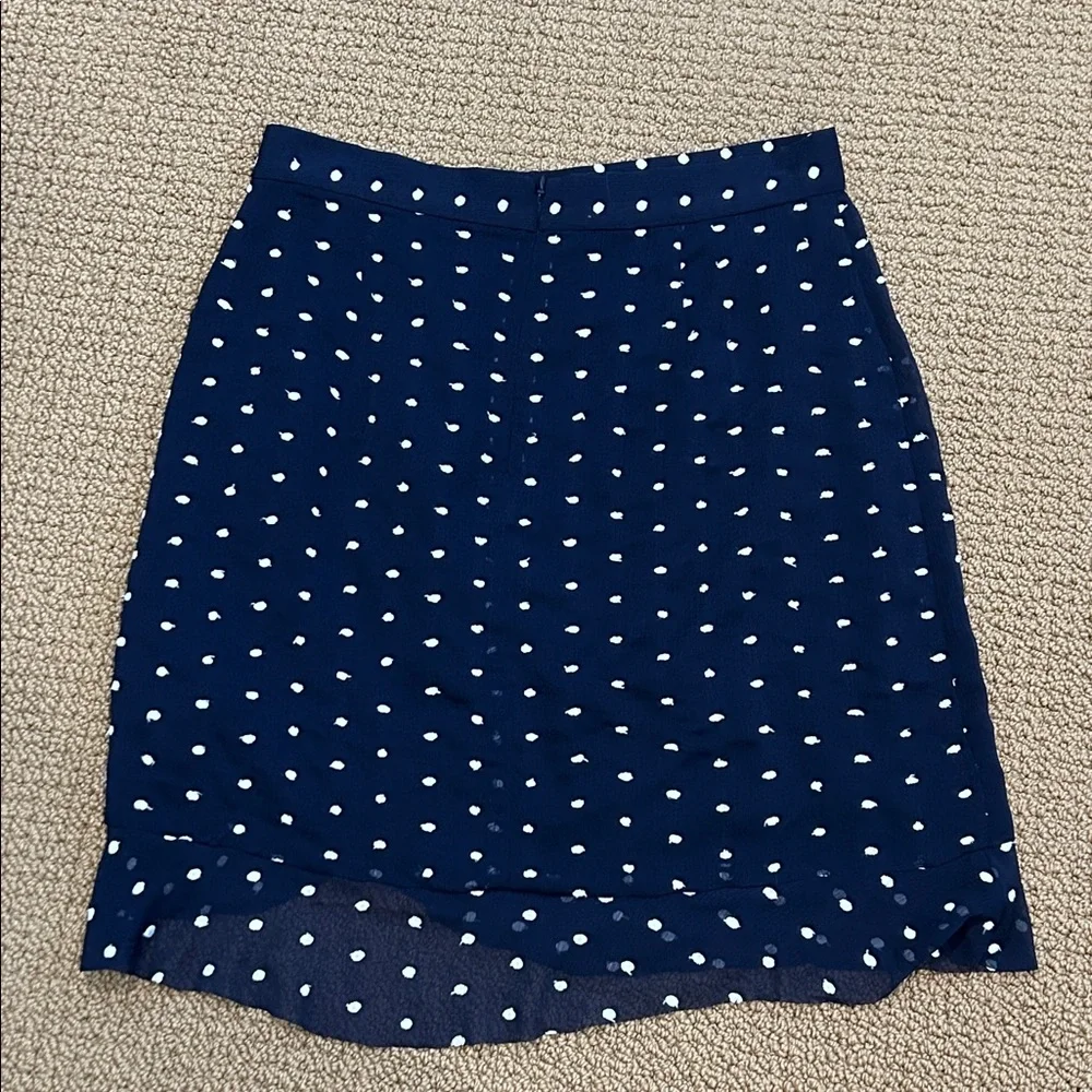 Anthropologie Hutch Ruffled Clip Dot Mini Skirt size 12 Navy Blue White